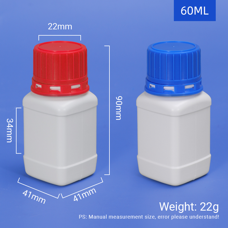 Botella de muestra de HDPE cuadrada de fugas engrosadas de grado de laboratorio para el almacenamiento de reactivos químicos