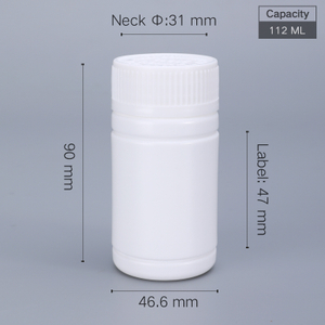 Botella de medicina de plástico de 112 ml de píldoras