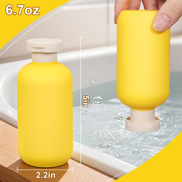 200 ml de plástico amarillo de viaje amarillo botellas con tapa de flip