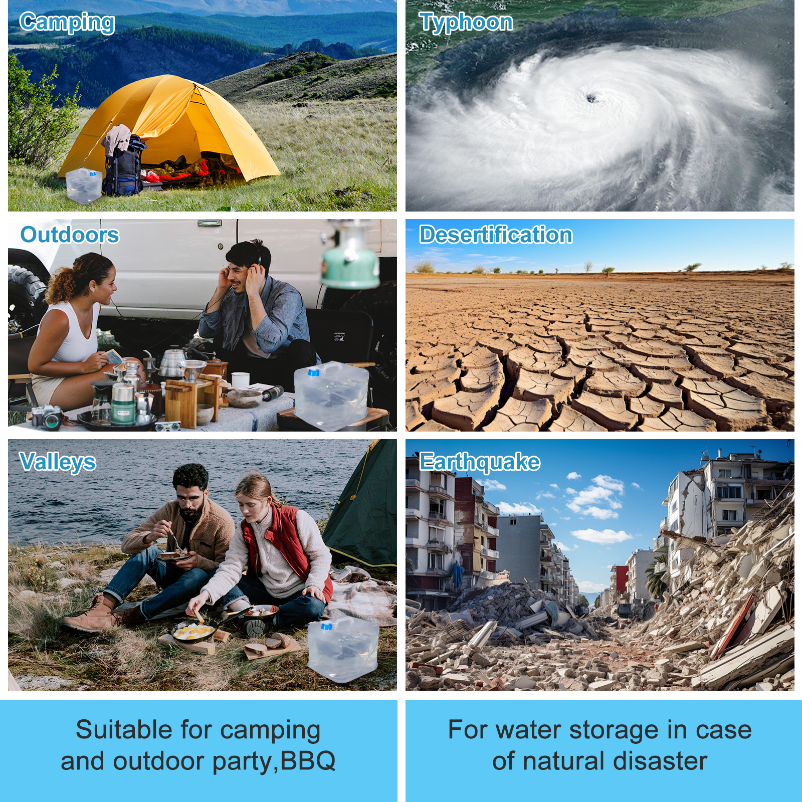 Bidón plegable de plástico de 5 litros