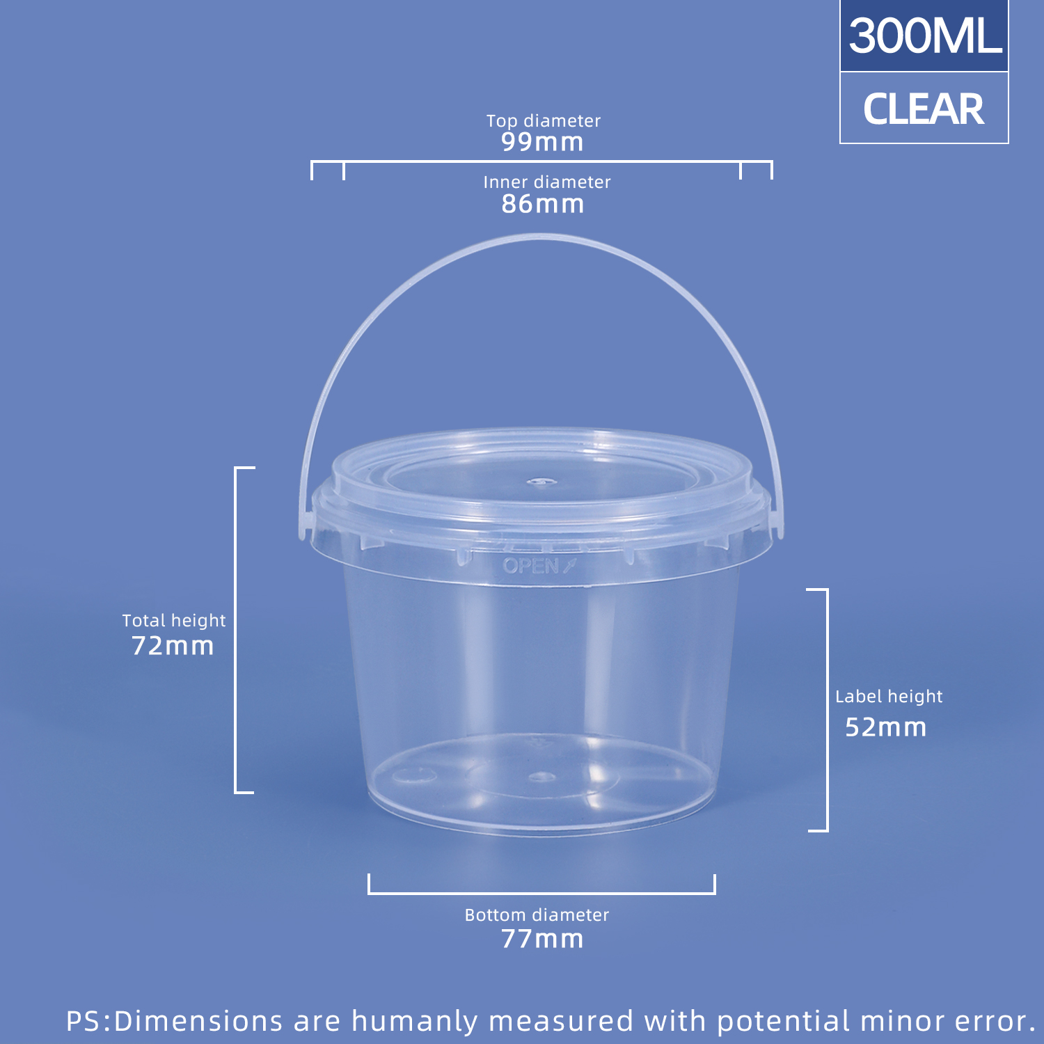 300 ml 10 oz. Bañera de plástico redonda