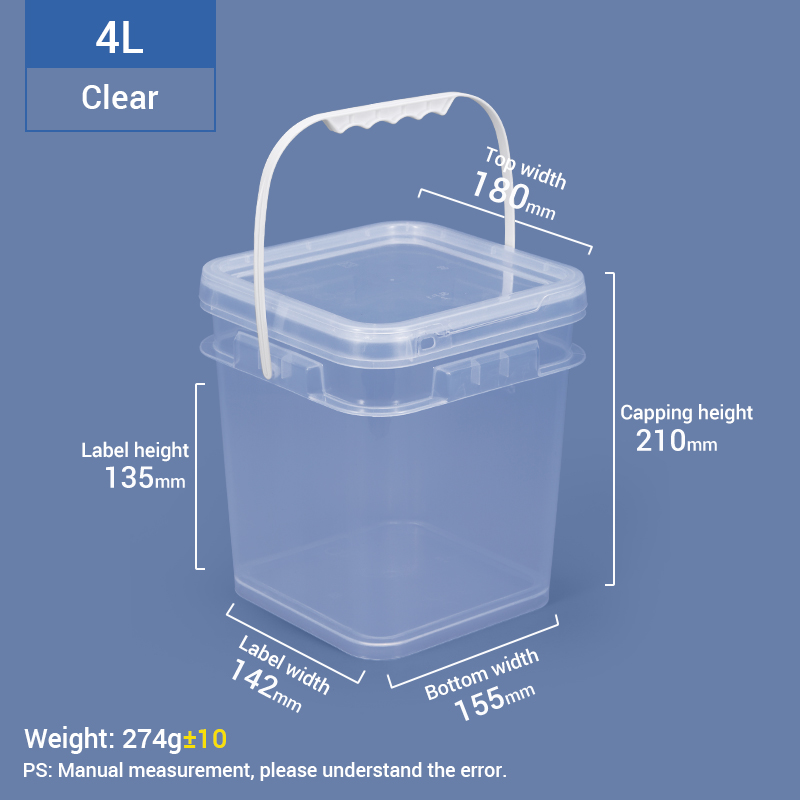 4L Bucket de plástico cuadrado de un galón