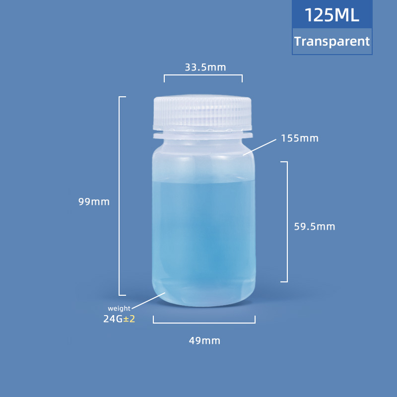Botella de plástico de plástico de 125 ml de ancho de ancho