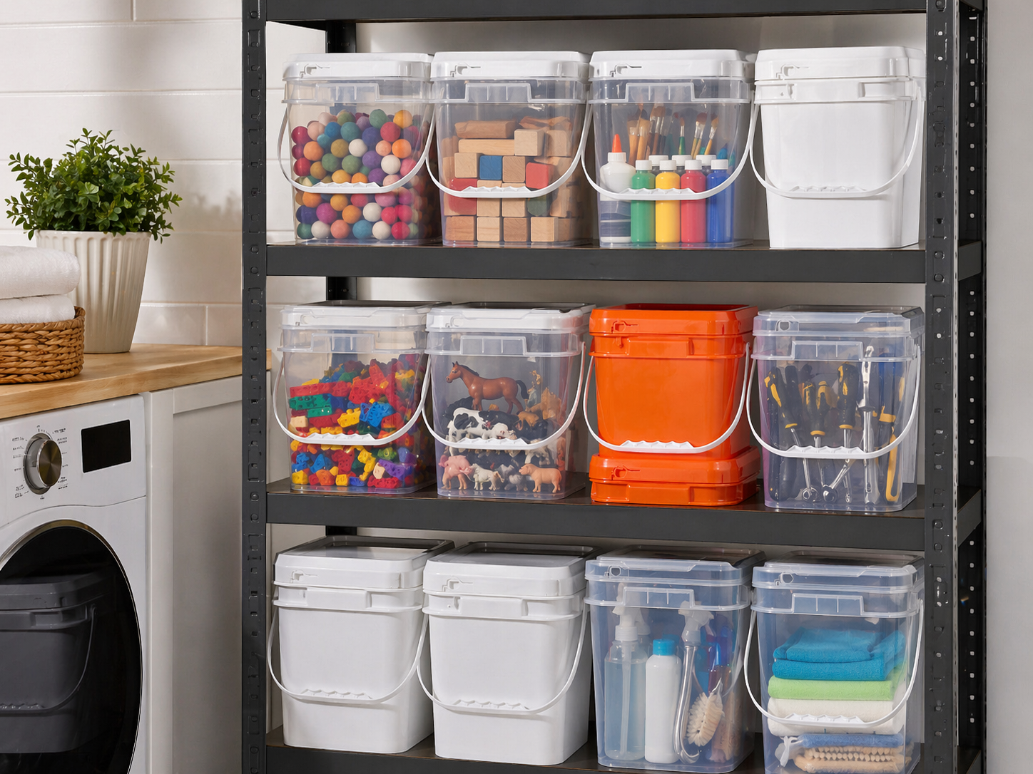 Organizaci&oacute;n del hogar y almacenamiento de servicios p&uacute;blicos con cubos de pl&aacute;stico cuadrados.png