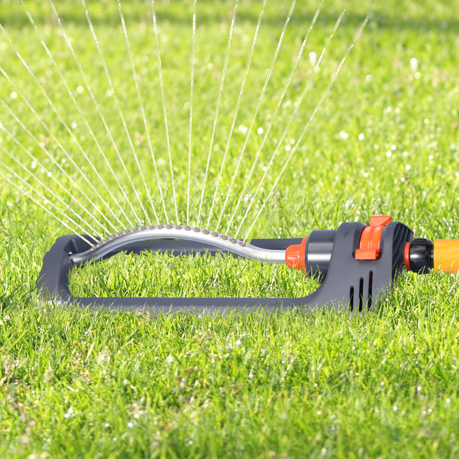 Rociador de césped oscilante con boquillas de latón de 19 orificios, cubiertas de hasta 8-10 m, incluye aguja de limpieza de chorro de aerosol