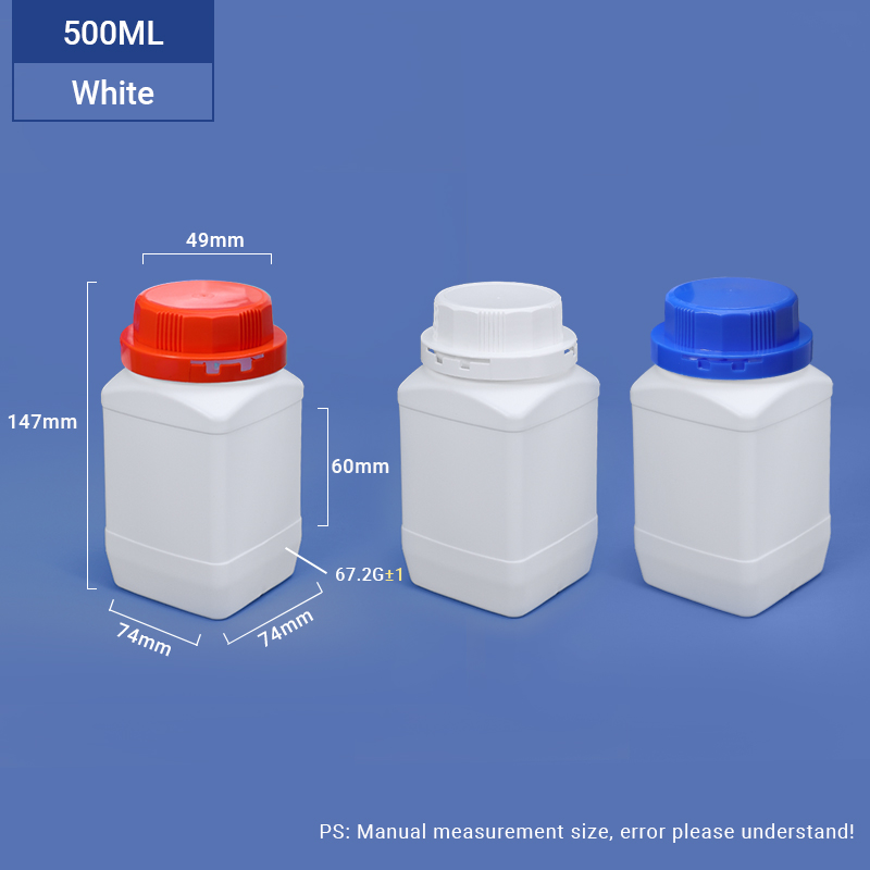 Botella de HDPE cuadrada de cuello ancho de 500 ml