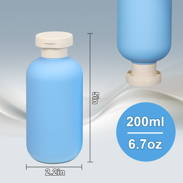 Bottillas de champú personalizadas de 200 ml de azul claro con tapa de flip