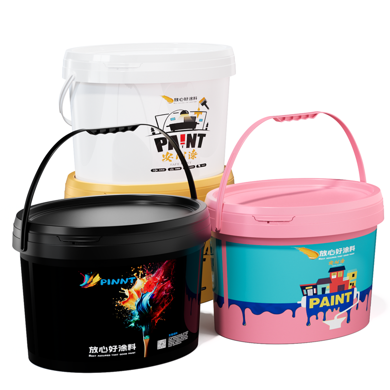 Cubo de pintura ovalada blanca con mango y tapa para mezclar y pintar 