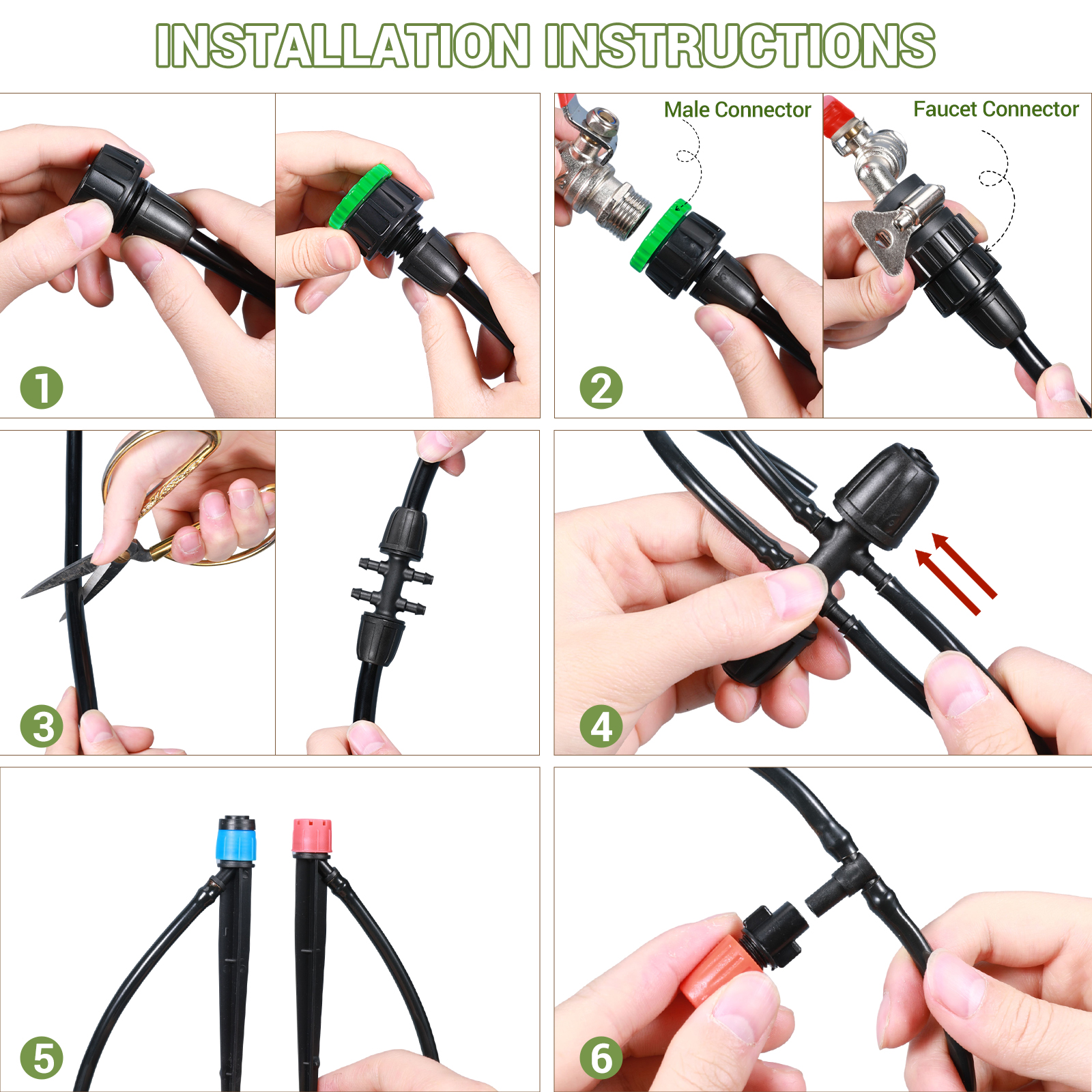 Sistema de riego por goteo para jardín, sistema de riego de plantas Accesorios para rociadores de invernaderos, kit de riego por goteo de 226 pies con tubos de 1/4 1/2 pulgadas para plantas para exteriores, cama de jardín elevada, patio en maceta, césped