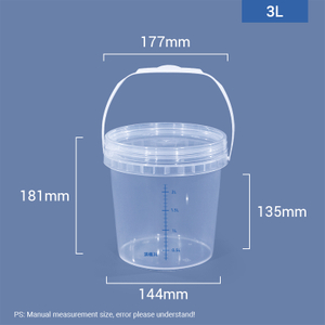 Cubo medidor de plástico graduado redondo de 3 litros