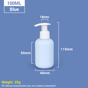 100 ml de 3,4 oz de azul de viaje de color azul de champú de plástico con bomba de bloqueo automático