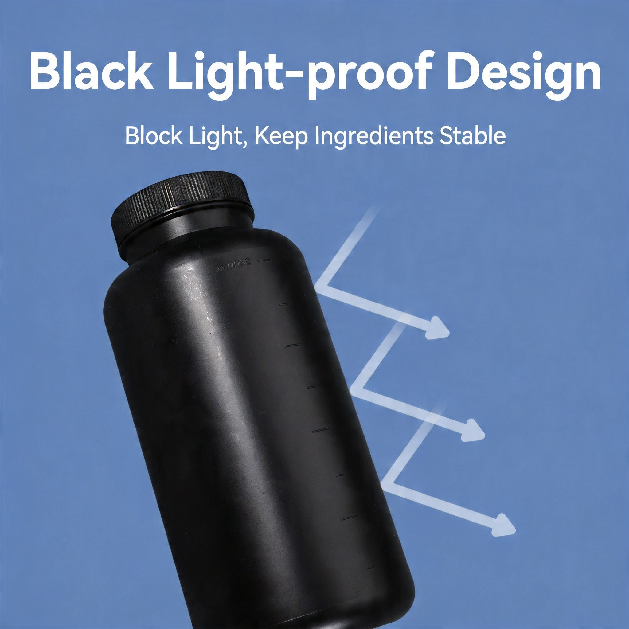 Botella de plástico de boca ancha de HDPE blanco y negro directo de fábrica con tapa interior a prueba de fugas para uso en laboratorio químico