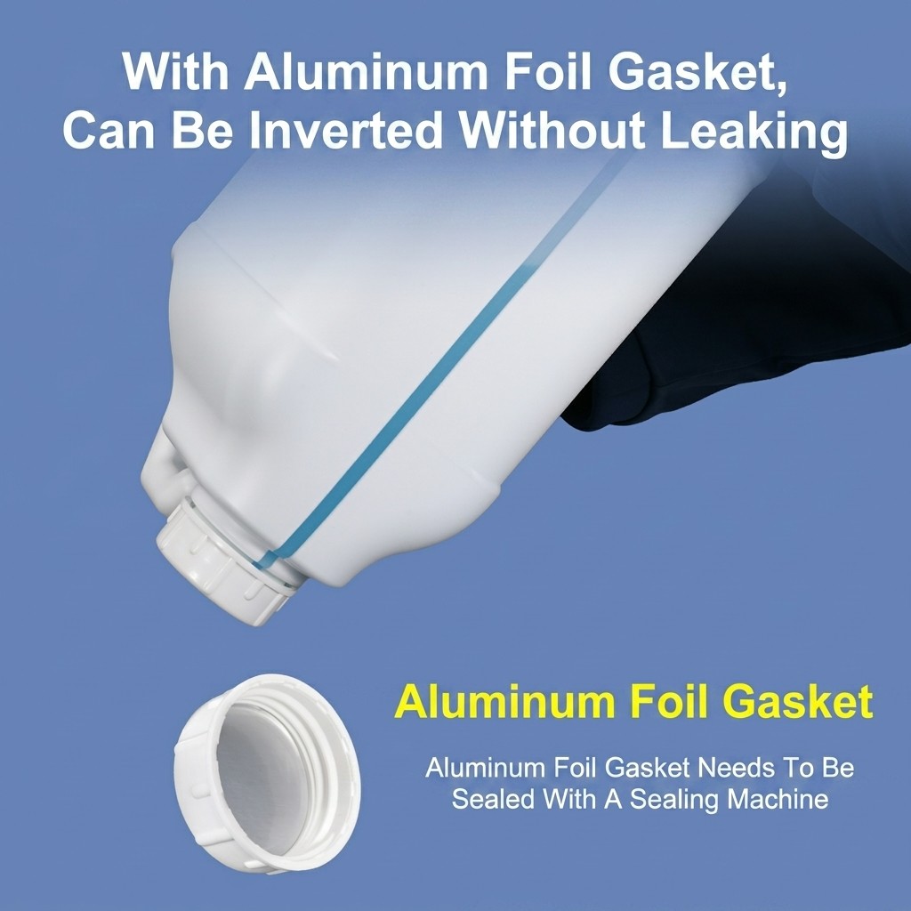 Bidón cuadrado de plástico HDPE de 5L con mango grande, tapón de rosca, revestimiento de aluminio, a prueba de fugas para pintura y productos químicos