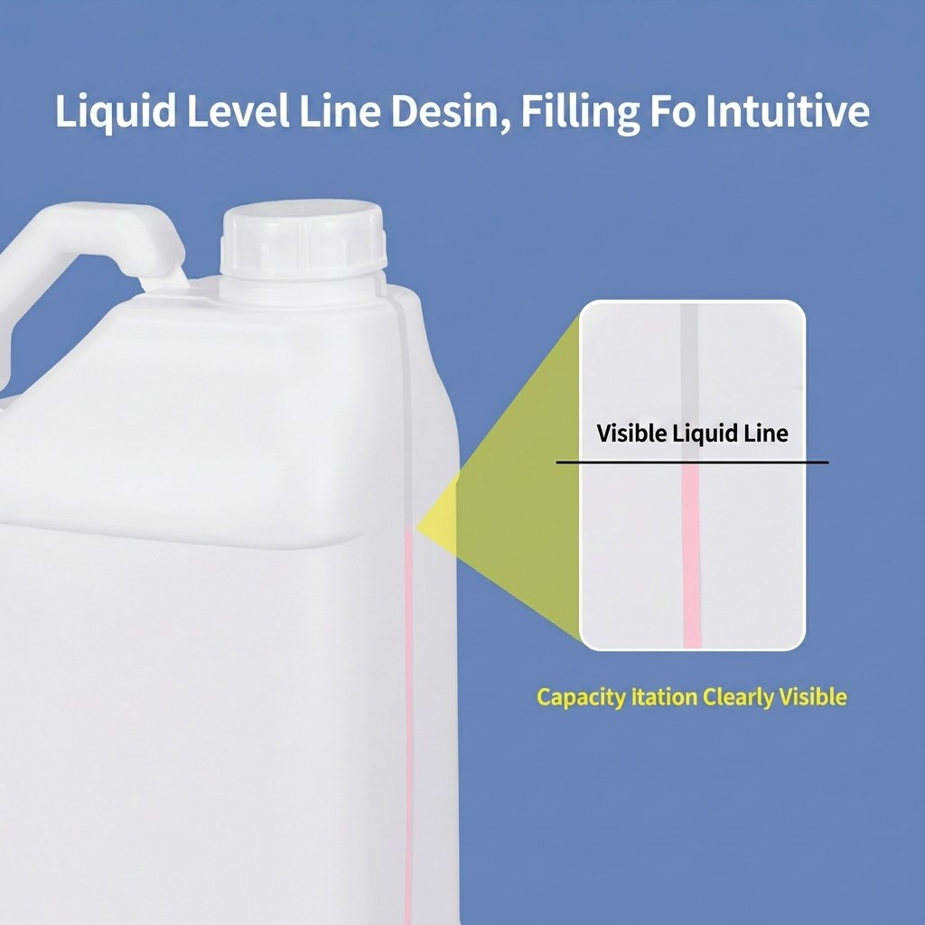 Bidón cuadrado de plástico HDPE de 5L con mango grande, tapón de rosca, revestimiento de aluminio, a prueba de fugas para pintura y productos químicos