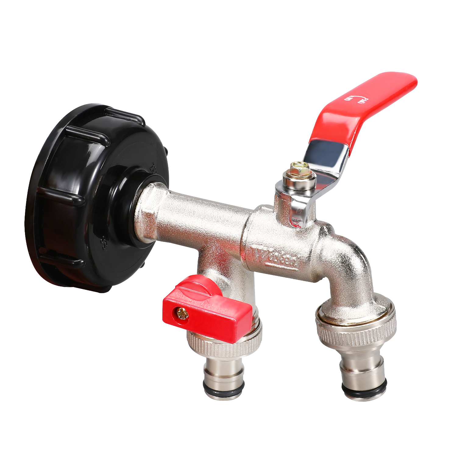 2.44 'Válvula de hilo fino Válvula sin plomo Manguera de latón Herramienta de válvula con válvula de bola (2 en 1 grifos dobles +latón)