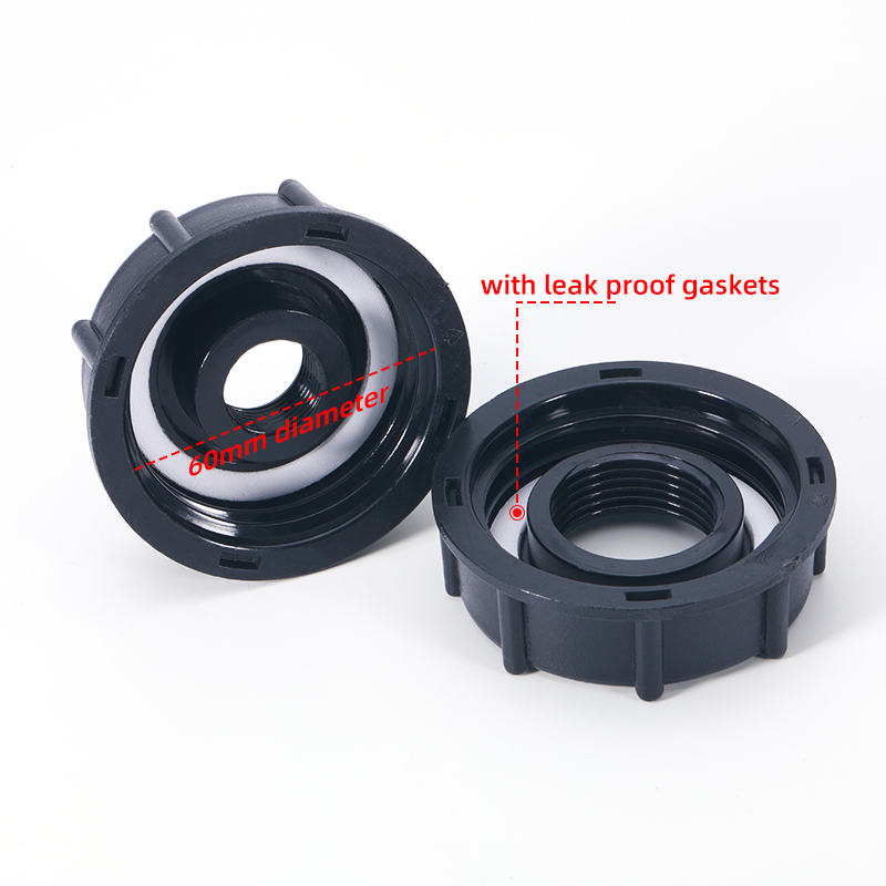 IBC Adaptador Adaptador de 60 mm Hilo grueso 1/2 '3/4 '' 1 pulgada de salida, 275-330 galones con conector de tapón de drenaje para manguera de jardín de tanques de agua para el tanque de agua
