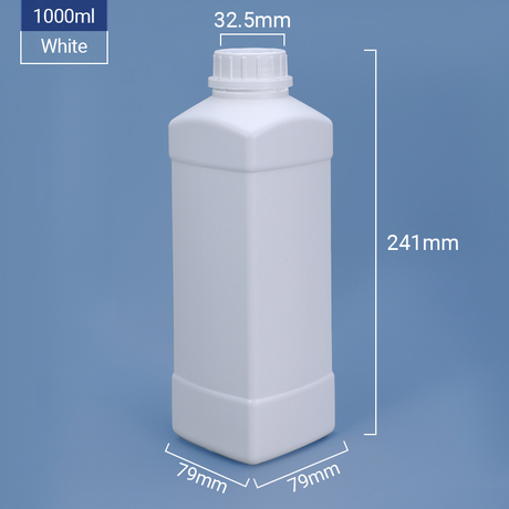 1000ml 1L de alimentos Grado a prueba de fugas de plástico cuadrado HDPE con tapa de tornillo evidente de manipulación