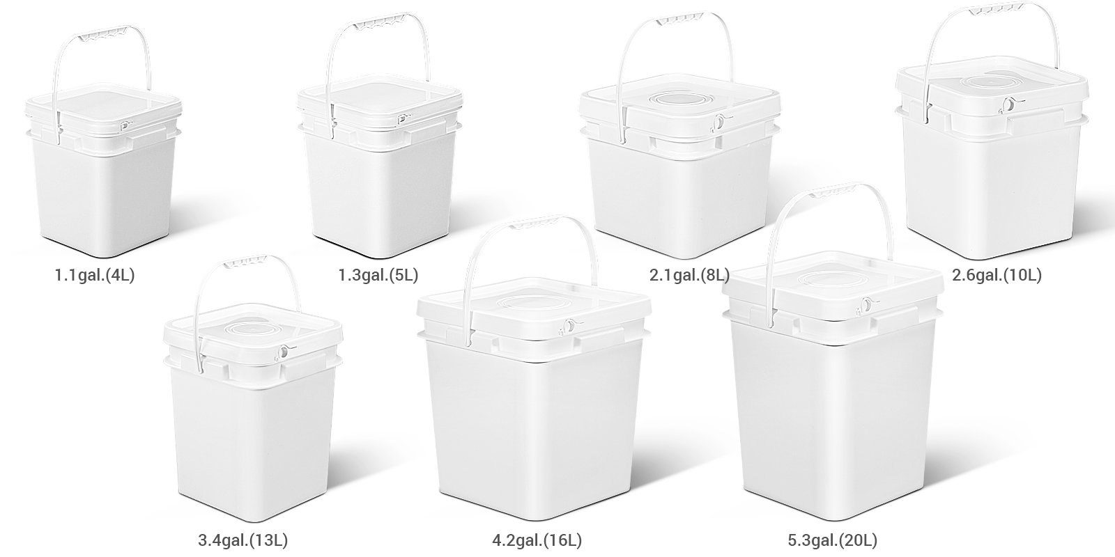 Umetass Square PP Food - Grado de plástico - Múltiples tamaños (1 - 5 gal) - fácil - tapa abierta - logotipo personalizado disponible