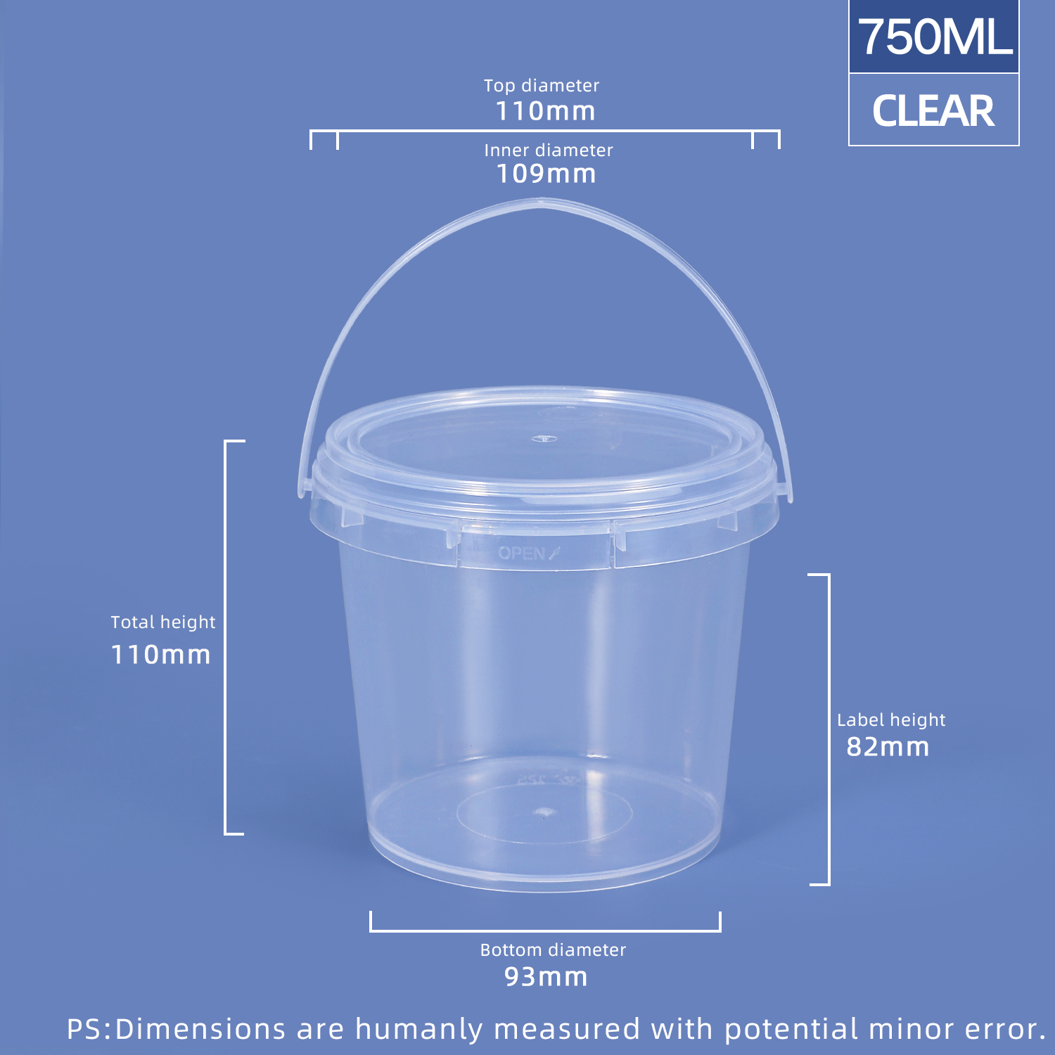 750 ml 25 oz. Bañeras y cubos de plástico redondos