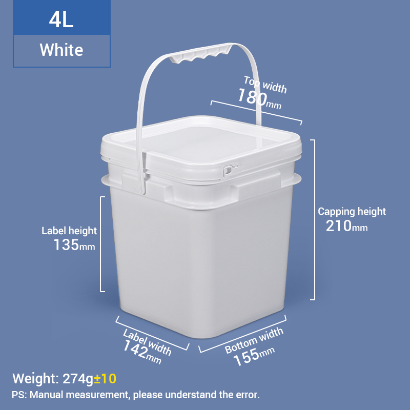 4L Bucket de plástico cuadrado de un galón