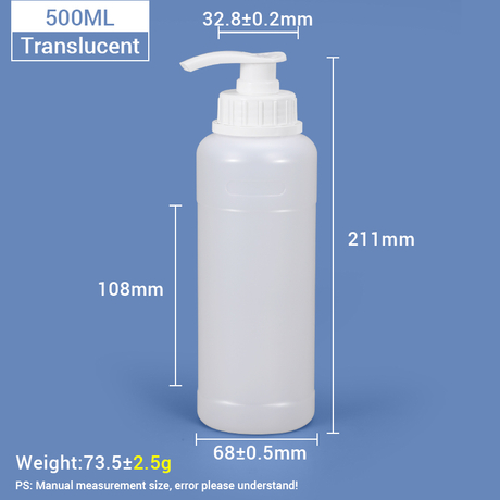 Botella plástica de la bomba de la loción del HDPE 500ml