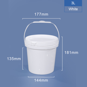 3L cubo de plástico con tapa y mango