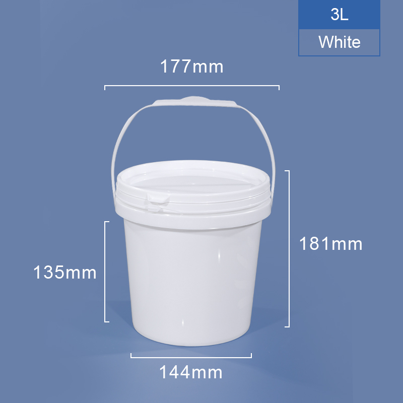 3L cubo de plástico con tapa y mango