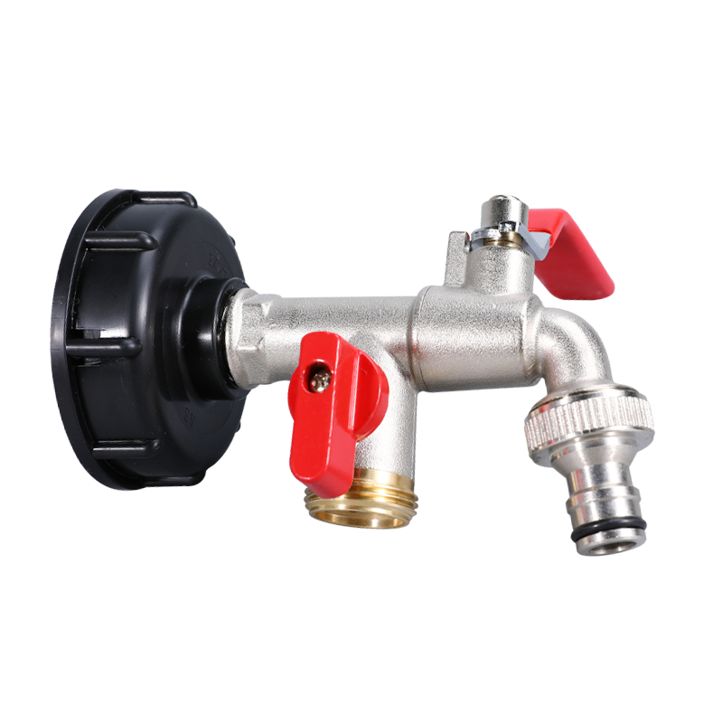 2.44 'Válvula de hilo fino Válvula sin plomo Manguera de latón Herramienta de válvula con válvula de bola (2 en 1 grifos dobles +latón)