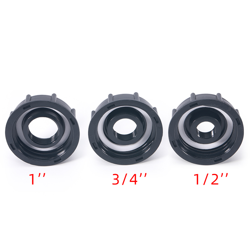 IBC Adaptador Adaptador de 60 mm Hilo grueso 1/2 '3/4 '' 1 pulgada de salida, 275-330 galones con conector de tapón de drenaje para manguera de jardín de tanques de agua para el tanque de agua