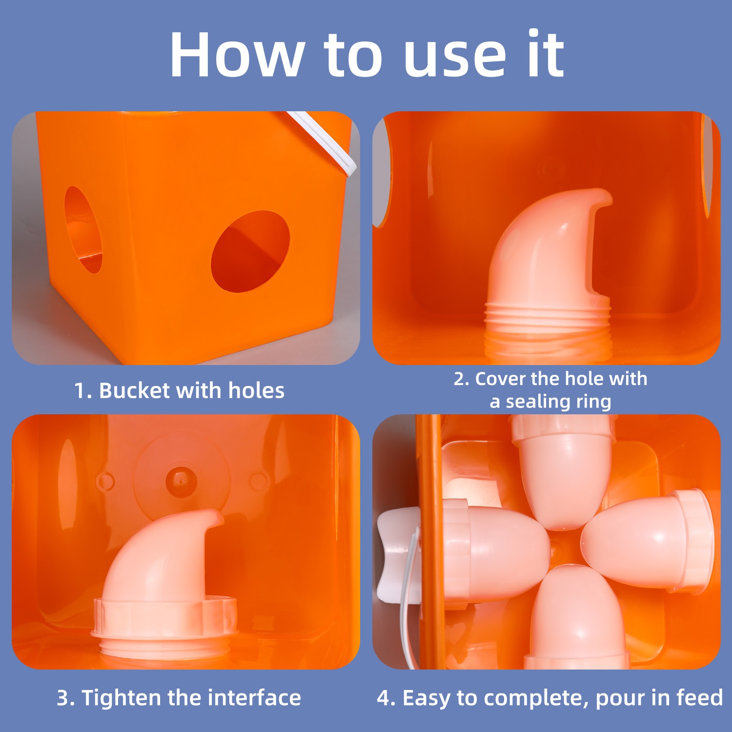 Cubos de plástico cuadrados para alimento para pollo alimentador de ganso de pato
