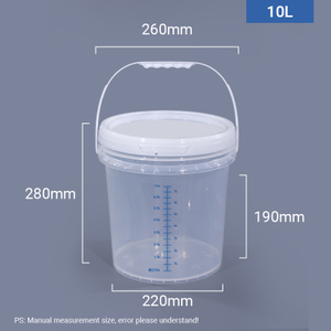Cubo medidor de plástico graduado redondo de 10 litros