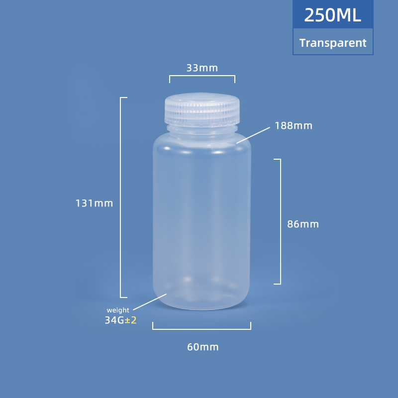 Botella de plástico de plástico/hdpe de cuello de 250 ml de ancho