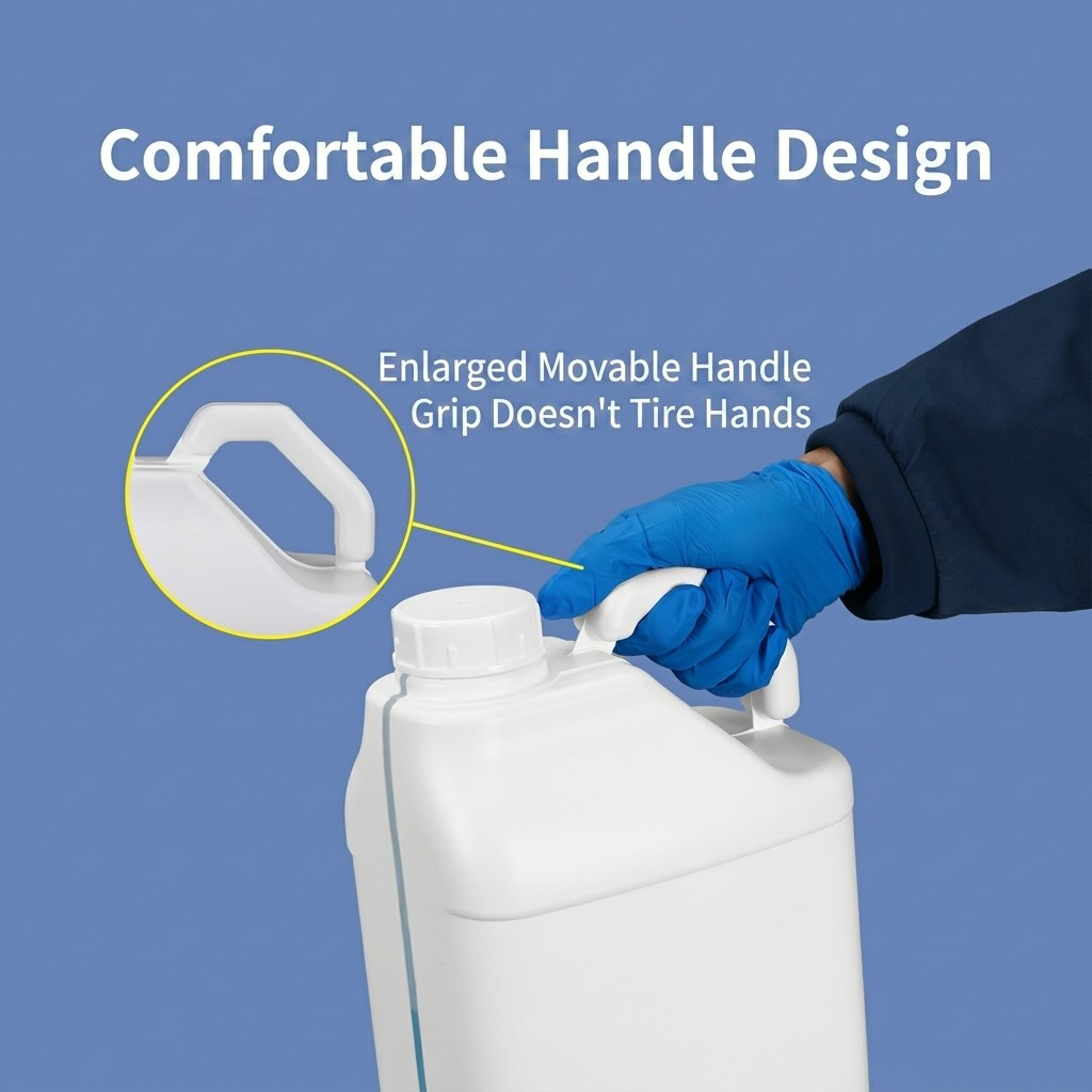 Bidón cuadrado de plástico HDPE de 5L con mango grande, tapón de rosca, revestimiento de aluminio, a prueba de fugas para pintura y productos químicos