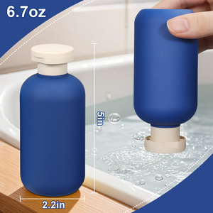 Bottillas de champú de viaje azul de 200 ml de plástico con tapa de flip