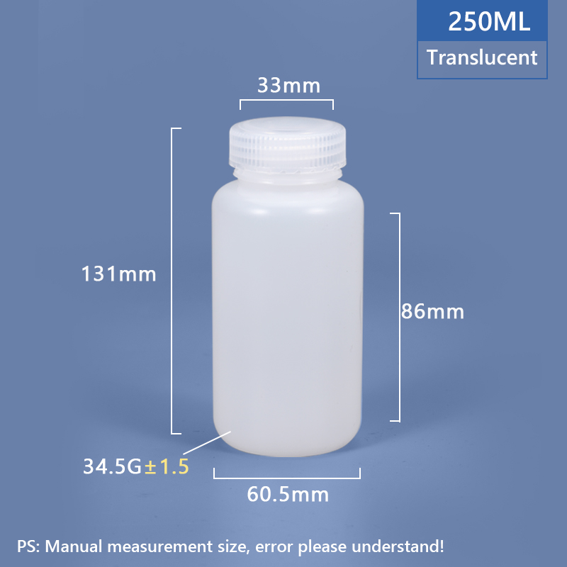 Botella de plástico de plástico/hdpe de cuello de 250 ml de ancho