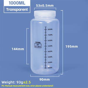 Botellas de reactivo de plástico graduadas de boca ancha de 1000 ml