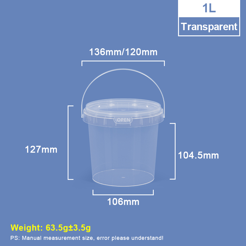 1000 ml de una bañera y cubo de plástico redondo de un litro