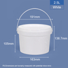 2500 ml de 2.5 LTR de plástico redondo de grado alimenticio y bañera