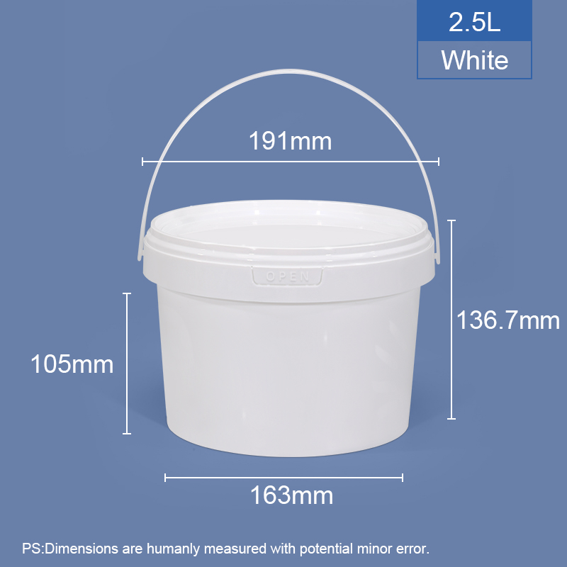 2500 ml de 2.5 LTR de plástico redondo de grado alimenticio y bañera
