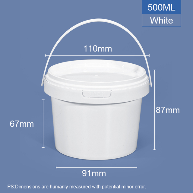 500 ml 16.9 oz. Tortos redondos de plástico y cubos