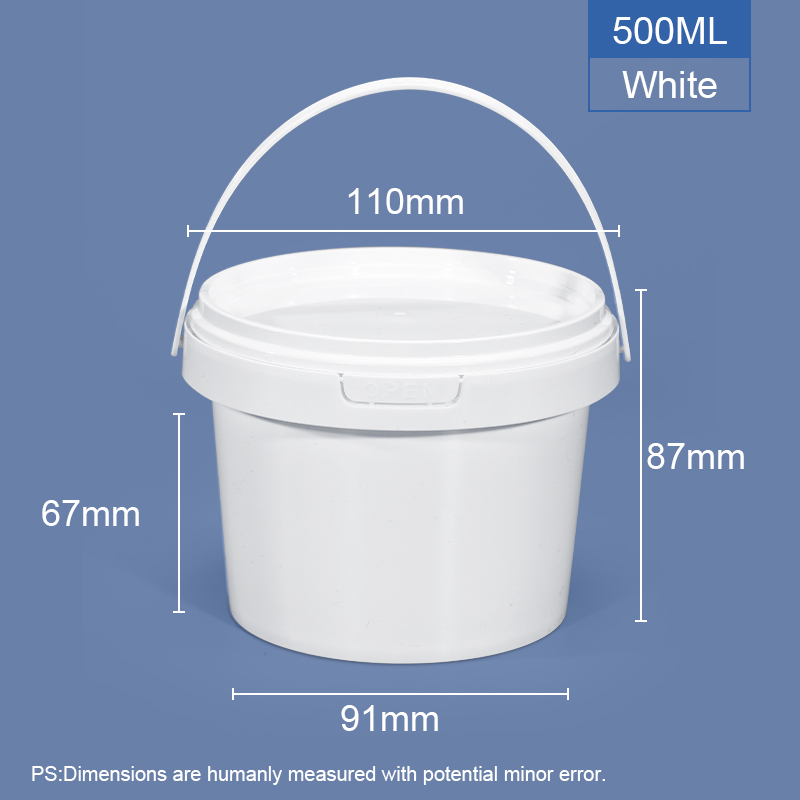 500 ml 16.9 oz. Tortos redondos de plástico y cubos