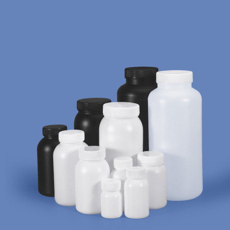 Botella de plástico de boca ancha de HDPE blanco y negro directo de fábrica con tapa interior a prueba de fugas para uso en laboratorio químico