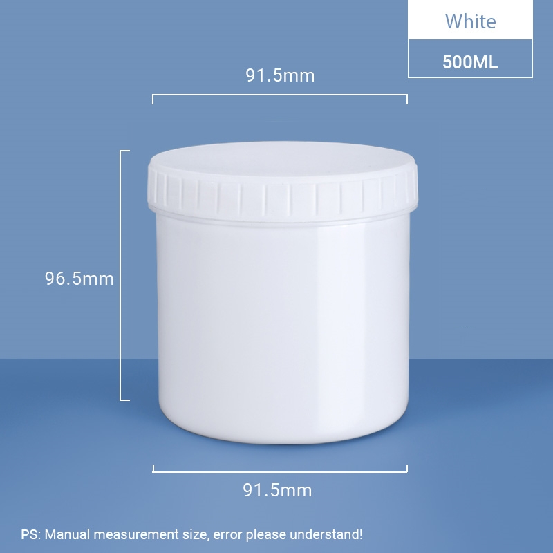 Tarro de plástico de boca ancha de 500 ml con tapón de rosca 
