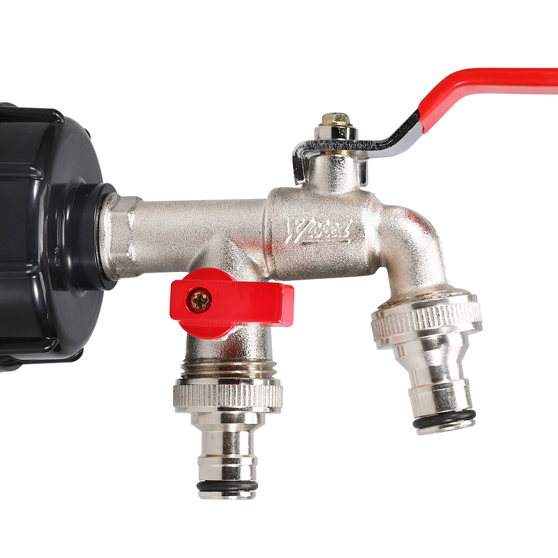 2.44 'Válvula de hilo fino Válvula sin plomo Manguera de latón Herramienta de válvula con válvula de bola (2 en 1 grifos dobles +latón)