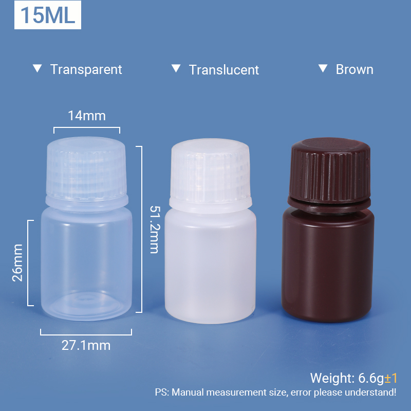 Botella de plástico de plástico de 15 ml de ancho de ancho