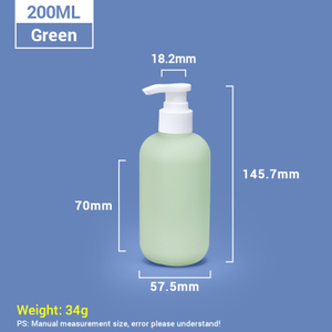 Botellas de champú de plástico verde de 200 ml con tapa de bomba blanca