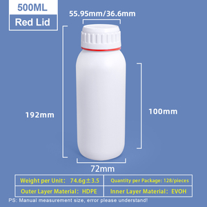 Botella Coex de plástico blanco de 500 ml con anillo de color rojo alrededor de la tapa