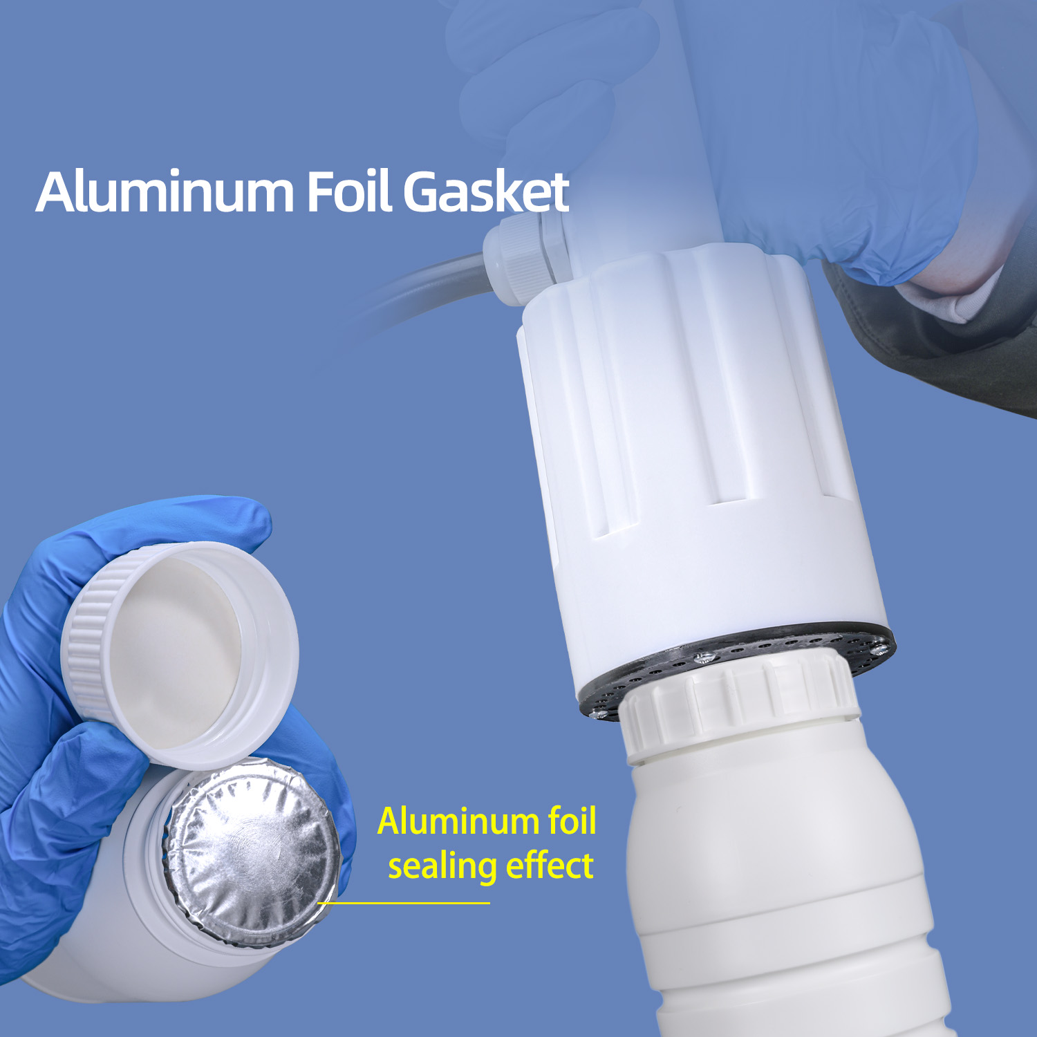 Botella de barrera de plástico Coex de 1 litro con tapón de rosca y sello de papel de aluminio para envases de disolventes orgánicos