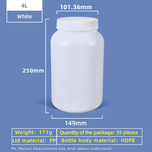 Botella de plástico de boca ancha de HDPE de 4L con tapa de junta a prueba de fugas para uso en laboratorio químico