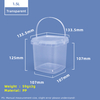 Cubo de almacenamiento de plástico PP de calidad alimentaria cuadrado de 1,5 l